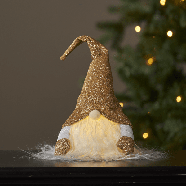 Joylight Papá Noel Oro De Star Trading - Figura decorativa a pilas con iluminación LED para uso interior.