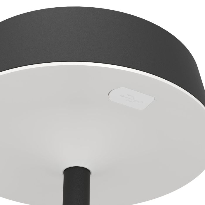 Simeri 30cm Negro lámpara solar De Eglo - Simeri es una elegante l&aacute;mpara de mesa que funciona con energ&iacute;a solar y que combina forma y funci&oacute;n para uso en interiores y exteriores.