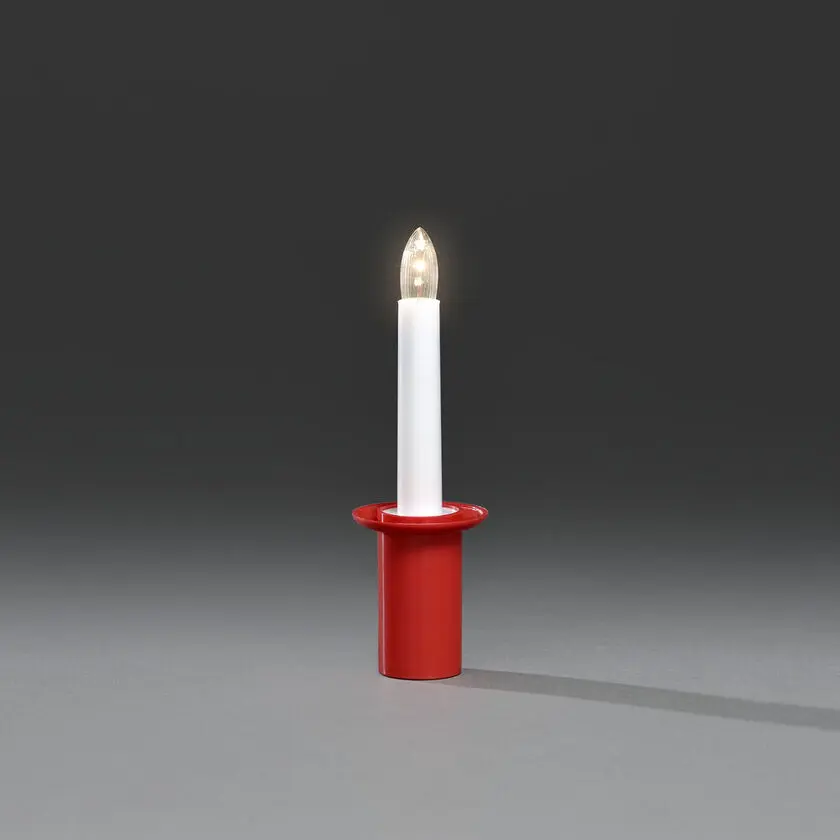 Vela Para Lucía ROJO De Konstsmide - Elegante torre de luz con casquillo rojo y luz LED que emite una luz blanca suave y c&aacute;lida.