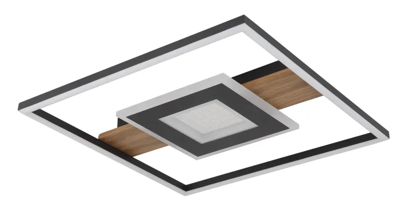 Pikara 38cm Madera plafón De Globo Lighting - Lampan &auml;r tillverkad i en stilfull kombination av metall i tr&auml;look och en mattsvart finish, vilket ger den en modern men samtidigt naturlig k&auml;nsla.