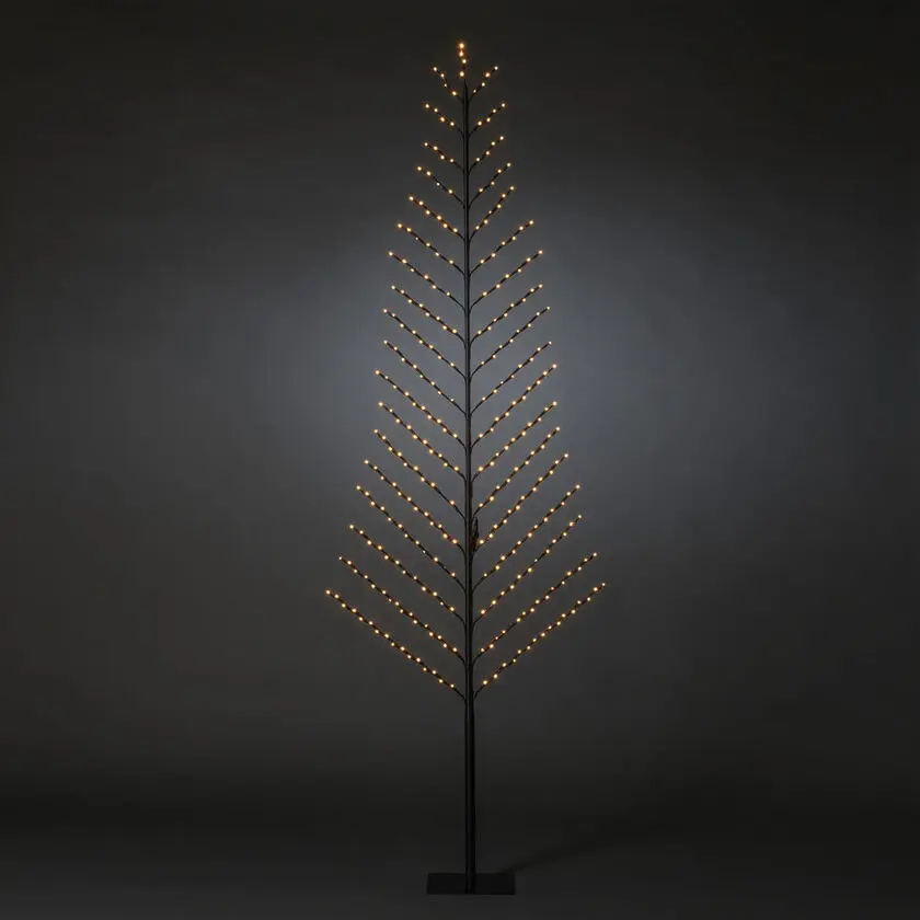 2D Madera Negra 240cm Negro De Konstsmide - Moderno y elegante: este alambre 2D hecho de metal negro combina el minimalismo con la magia invernal.