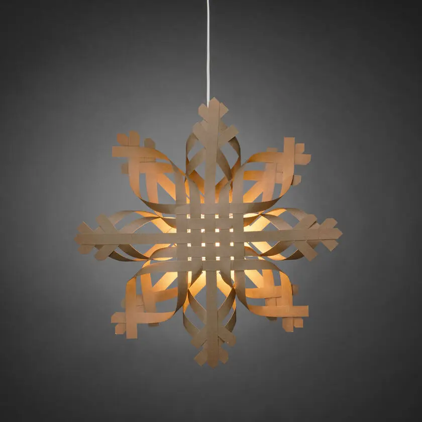 Estrella De Papel Ø50 Marrón De Konstsmide - El dise&ntilde;o bellamente tejido crea un juego de luz efectivo y recuerda a un copo de nieve: perfecto como estrella de ventana o decoraci&oacute;n colgante.