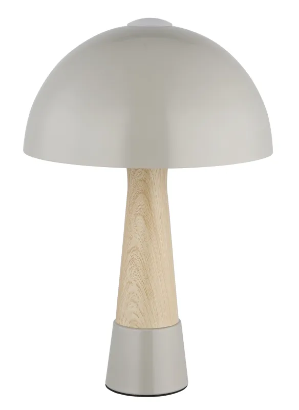 Paulin 36cm Gris lámpara de mesa De Globo Lighting - Den runda kroppen i matt gr&aring; metall med tr&auml;look ger ett stilfullt och naturligt uttryck samtidigt som den &auml;r h&aring;llbar och l&auml;tt att reng&ouml;ra.