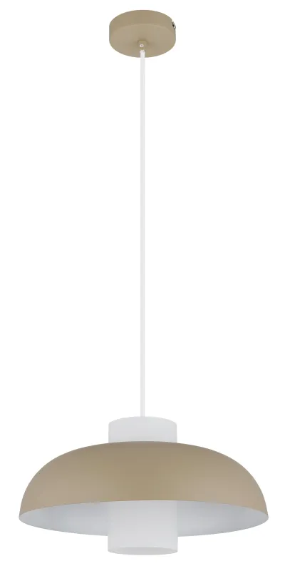 Lowe Ø38 Arena Lámpas de techo De Globo Lighting - Den runda sk&auml;rmen i matt sandf&auml;rgad metall ger ett elegant och tidl&ouml;st uttryck, medan den cylinderformade sk&auml;rmen i opalglas sprider ett mjukt och behagligt ljus.