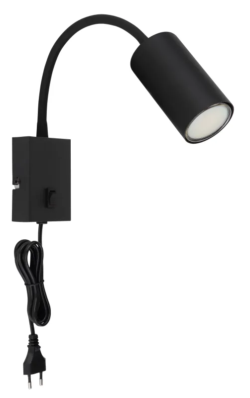 Robby Negro lámpara de lectura De Globo Lighting - Robby &auml;r en klassisk, kompakt v&auml;gglampa tillverkad i plast och mattsvart metall, vilket ger en stilren och modern look.