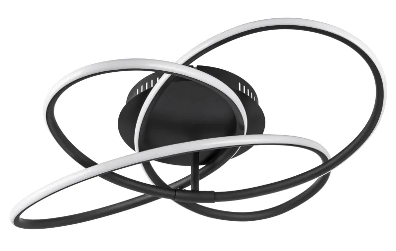 Panda Ø60 Negro plafón De Globo Lighting - Den har en fast installerad LED-panel som avger ett varmvit ljus och skapar en behaglig och inbjudande atmosf&auml;r i rummet.