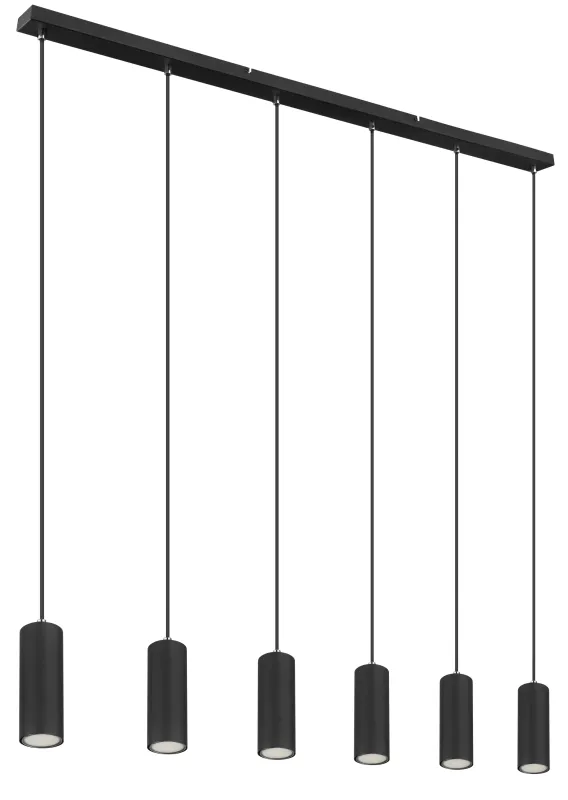 Robby 115cm Negro Lámpas de techo De Globo Lighting - Fr&aring;n den 115 cm l&aring;nga takmonteringen l&ouml;per sex kablar, var och en utrustad med en GU10-sockel.