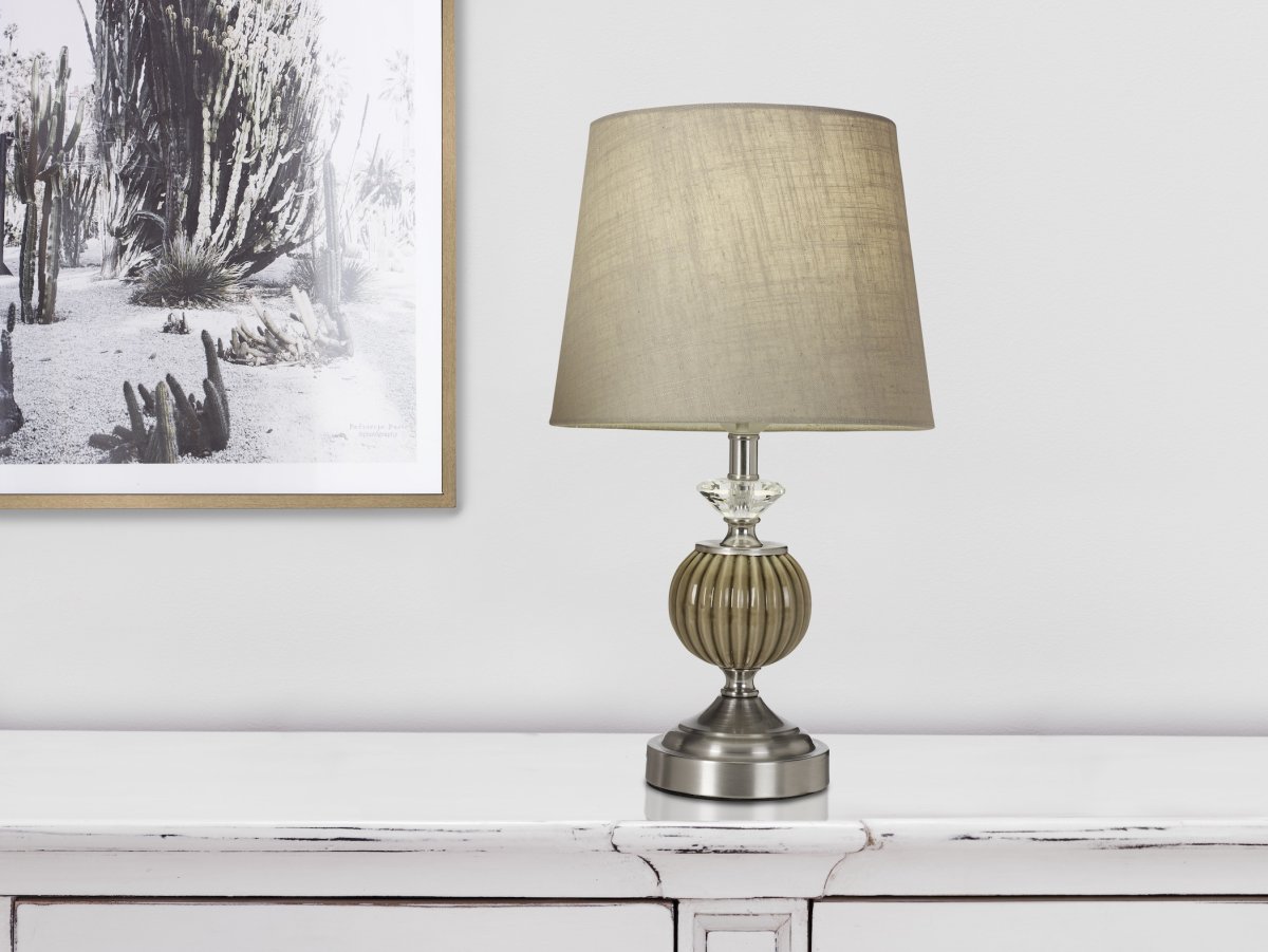 Siv 43cm Gris lámpara de mesa De Cottex - Se suministra con cable blanco con interruptor de alimentación y enchufe.