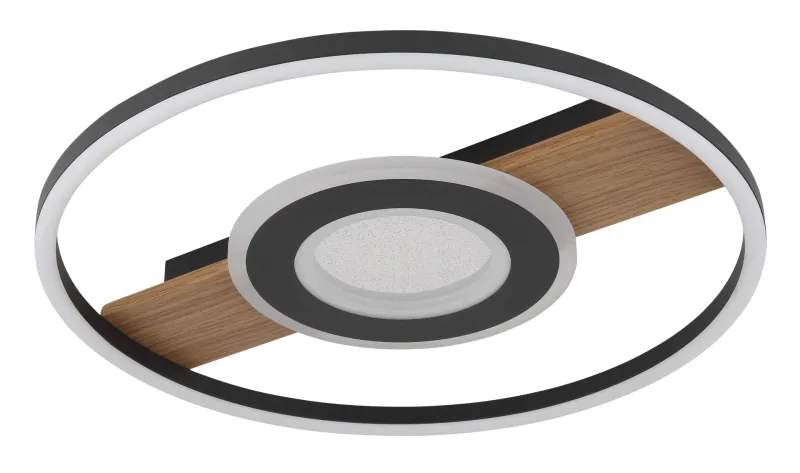 Pikara Ø40 Madera plafón De Globo Lighting - Den mattsvarta metallen tillsammans med tr&auml;looken skapar en stilfull balans mellan samtida design och naturlig estetik.