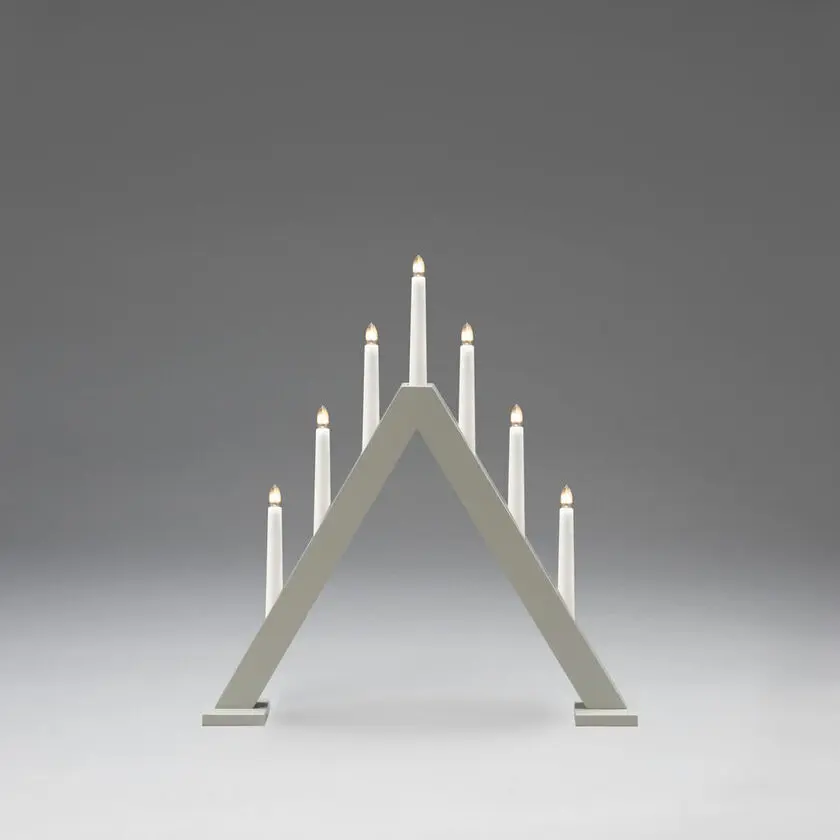 Candelabra 7 Lights Gris De Konstsmide - Crea un ambiente navide&ntilde;o moderno y elegante con este elegante candelabro de Adviento de madera lacada en gris.