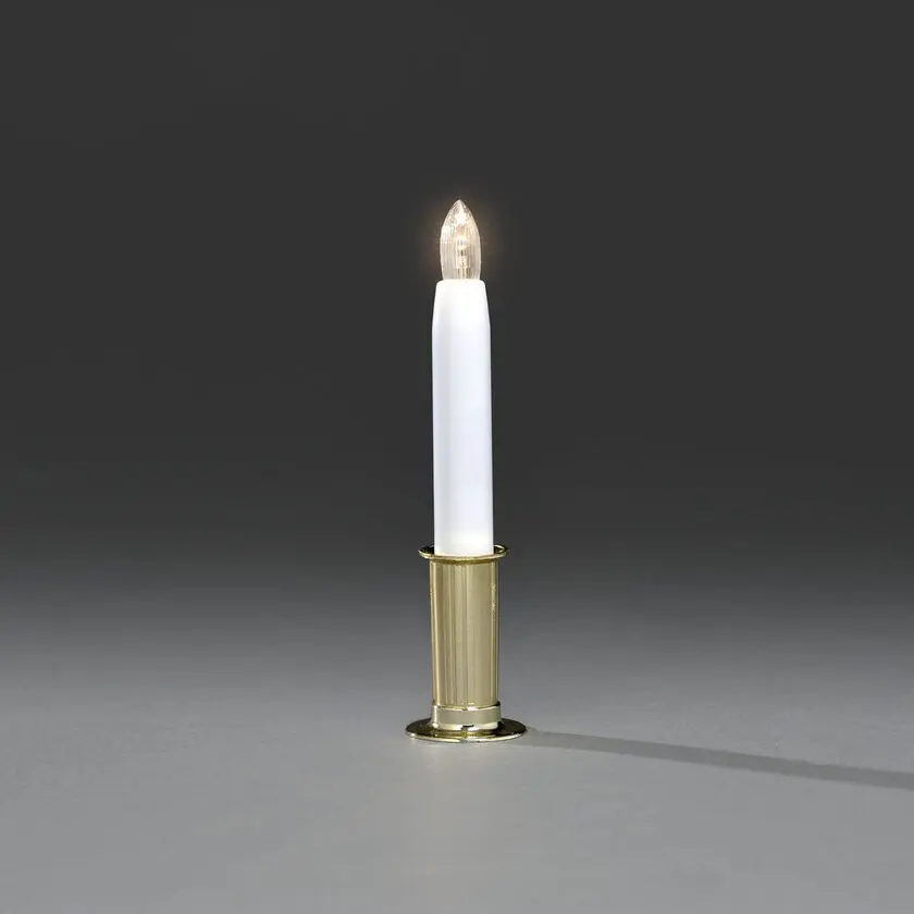 Vela Para Lucía Oro De Konstsmide - Elegante torre de luz con marco de color dorado y luz LED que emite una luz blanca suave y c&aacute;lida.