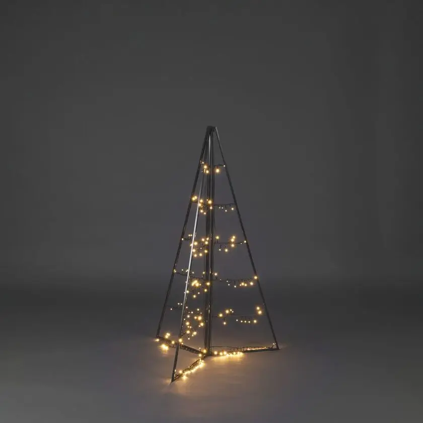 Decoración Metálica Pirámide 120cm Negro De Konstsmide - Con 171 luces LED de color &aacute;mbar c&aacute;lido, difunde un brillo elegante y crea una atm&oacute;sfera m&aacute;gica.