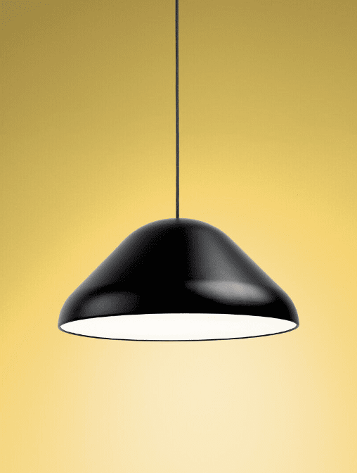 Enna Ø43 Negro Lámpas de techo De Airam - La lámpara colgante Enna, grande y redondeada, es adecuada para muchos estilos de diseño de interiores y como lámpara de mesa de comedor.
