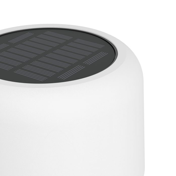 Roccanova 120cm Blanco lámpara solar De Eglo - La lámpara se puede cargar cómodamente a través del panel solar o el cable USB incluido y tiene un regulador táctil con tres niveles de brillo para ajustar la iluminación según sea necesario.