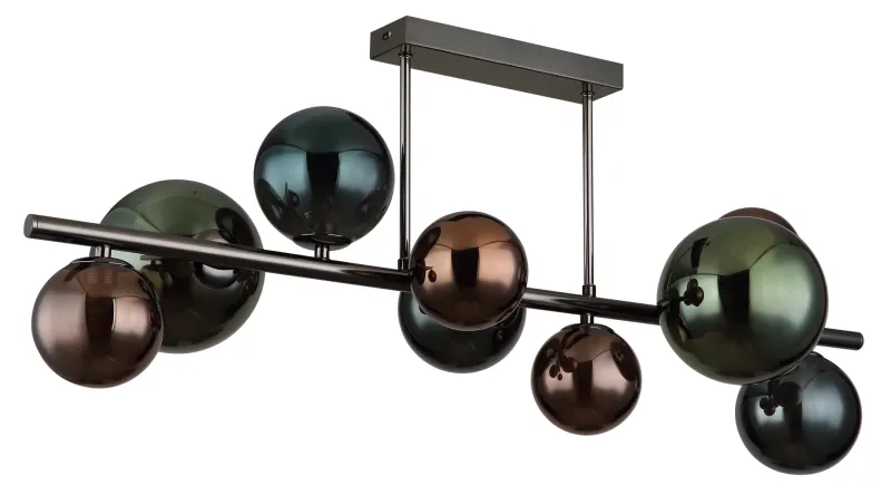 Riha 87cm Multicolor plafón De Globo Lighting - Glaskuporna i brons, gr&ouml;nt och petrol ger lampan en unik karakt&auml;r och eleganta f&auml;rginslag som kompletterar modern inredning.