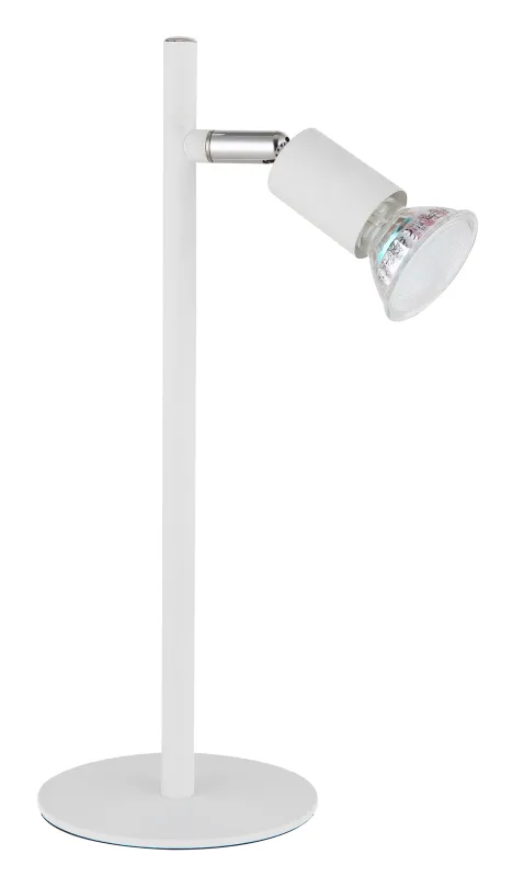 Matrix 30cm Blanco lámpara de escritorio De Globo Lighting - Den runda basen och det raka metallr&ouml;ret i mattvitt ger ett modernt och elegant uttryck.