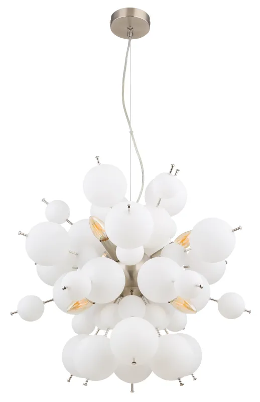 Udo Ø55 Blanco Lámpas de techo De Globo Lighting - Dess unika design imponerar med en rund form d&auml;r eleganta metallst&auml;nger sammanl&auml;nkas med dekorativa kulor i olika storlekar.