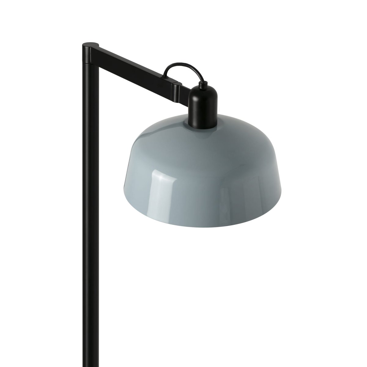 Tatawin Azul grisáceo lámpara de pie De Faro Barcelona - Tatawin es una l&aacute;mpara de pie con estructura negra y pantalla met&aacute;lica gris que proporciona una luz focalizada.