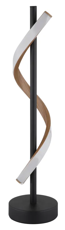 Watkins 50cm Negro lámpara de mesa De Globo Lighting - Sk&auml;rmen i aluminium med tr&auml;look och opal plast ger en mjuk och j&auml;mn ljusspridning f&ouml;r en behaglig atmosf&auml;r.