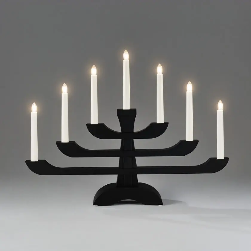 Candelabra 7 Lights Negro De Konstsmide - Viene con un cable blanco de 1,7 m, interruptor de encendido y enchufe.