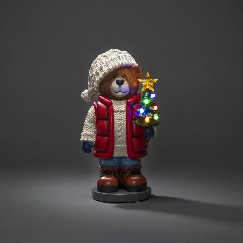 Osito De Peluche Pequeño 38cm Multicolor De Konstsmide - &iexcl;Difunde el esp&iacute;ritu navide&ntilde;o al aire libre o en interiores con este adorable osito de peluche con ropa de invierno!