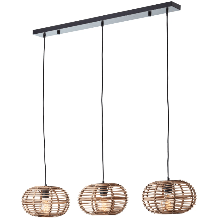 Woodball 110cm Naturaleza Lámpas de techo De Brilliant - Sus tres pantallas de rat&aacute;n permiten el paso de la luz, creando un hermoso patr&oacute;n de luz al encenderla.