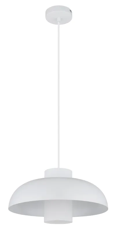 Lowe Ø38 Blanco Lámpas de techo De Globo Lighting - Den runda sk&auml;rmen i mattvit metall ger ett elegant och tidl&ouml;st uttryck, medan den cylinderformade sk&auml;rmen i opalglas sprider ett mjukt och behagligt ljus.