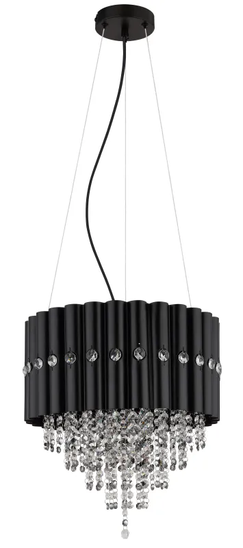 Eleos Ø40 Negro Lámpas de techo De Globo Lighting - Med en stomme i matt svartlackerad metall och en lampsk&auml;rm i samma nyans sm&auml;lter den harmoniskt in i b&aring;de moderna och klassiska interi&ouml;rer.