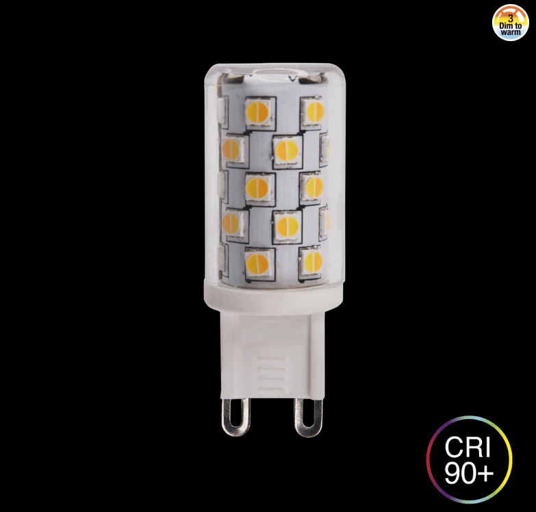 LED G9 4W 3 niveles Dim to Warm De Unison - LED G9 4 W, funci&oacute;n de atenuaci&oacute;n de 3 etapas hasta c&aacute;lido, atenuaci&oacute;n con memoriaEl nuevo y revolucionario G9 que funciona con solo presionar un bot&oacute;n; El interruptor de encendido/atenuador cambia la temperatura de color de 3000K, 2500K y 2200K.