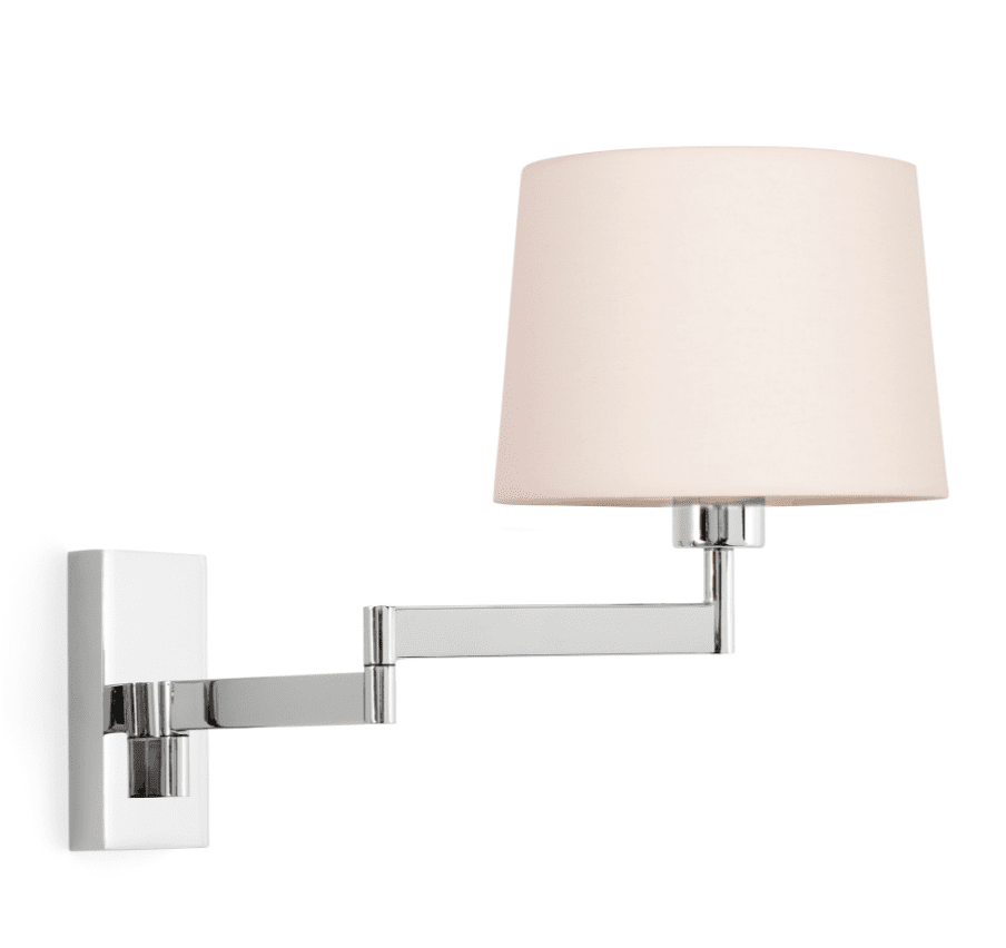 Artis 30cm Plata lámpara de pared De Faro Barcelona - Este aplique de pared cromado con reposabrazos ajustable est&aacute; dise&ntilde;ado para iluminar dormitorios o salas de estar.