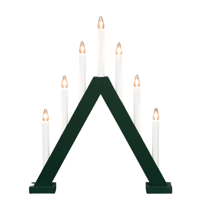 Nova 7 verde oscuro De Pixie Design - Nova es un cl&aacute;sico portavelas de madera con siete velas en un precioso verde oscuro.