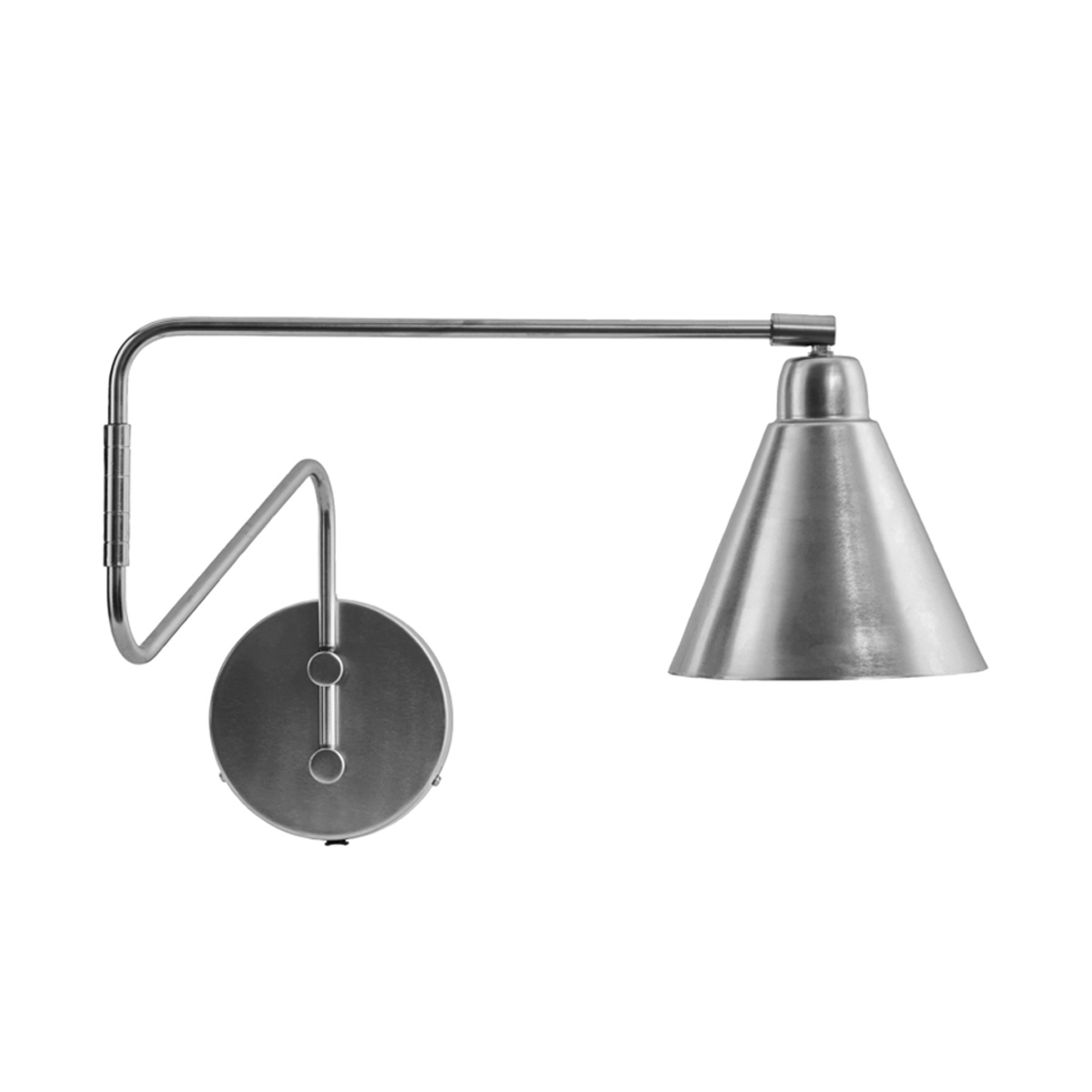 Game 76cm Plata cepillada lámpara de pared De House Doctor - Dale el toque final a tu aplique de pared con este aplique de hierro cepillado: un dise&ntilde;o artesanal con una llamativa pantalla c&oacute;nica, un acabado elegante y sutiles detalles plateados.