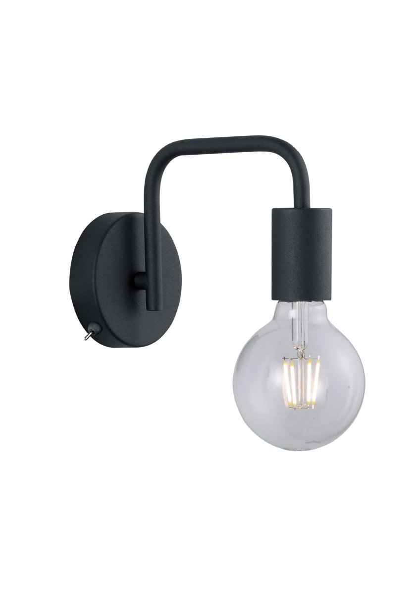 Diallo 20cm Negro lámpara de pared De Trio Lighting - Combine la l&aacute;mpara de pared negra con una fuente de luz ahumada o &aacute;mbar para lograr una apariencia sofisticada.