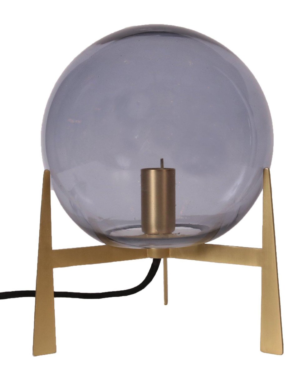 Imagen ampliada de Milla 28cm Color humo lámpara de mesa De PR Home - L&aacute;mpara de mesa moderna y actual con pantalla redonda de cristal ahumado y base de lat&oacute;n.