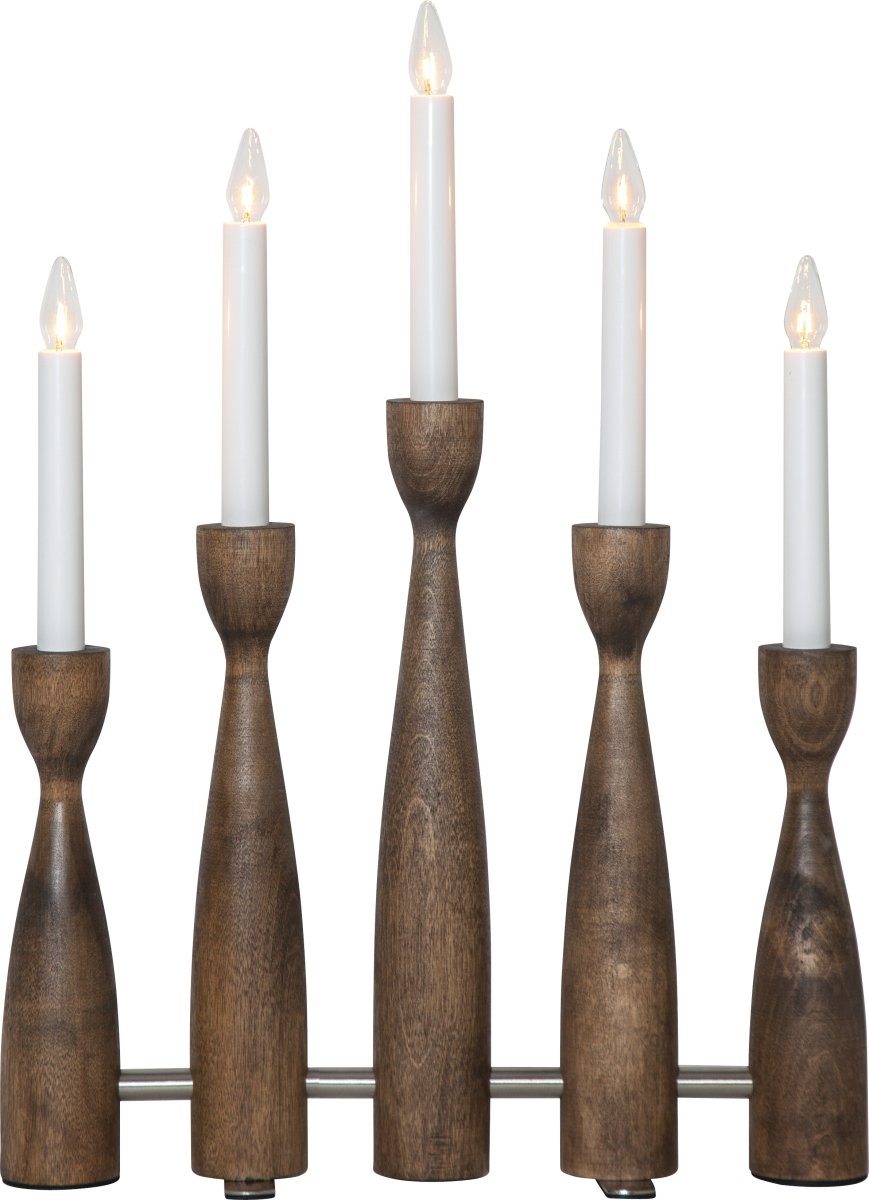 Midja 2.0 Marrón De Star Trading - Candelabro de Adviento de madera, elegante y moderno, de color nogal.