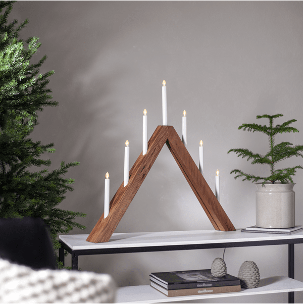 Acca Madera De Star Trading - Elegante portavelas de Adviento de madera de acacia.