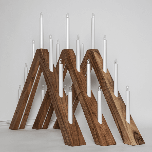 Acca Madera De Star Trading - Elegante portavelas de Adviento de madera de acacia.