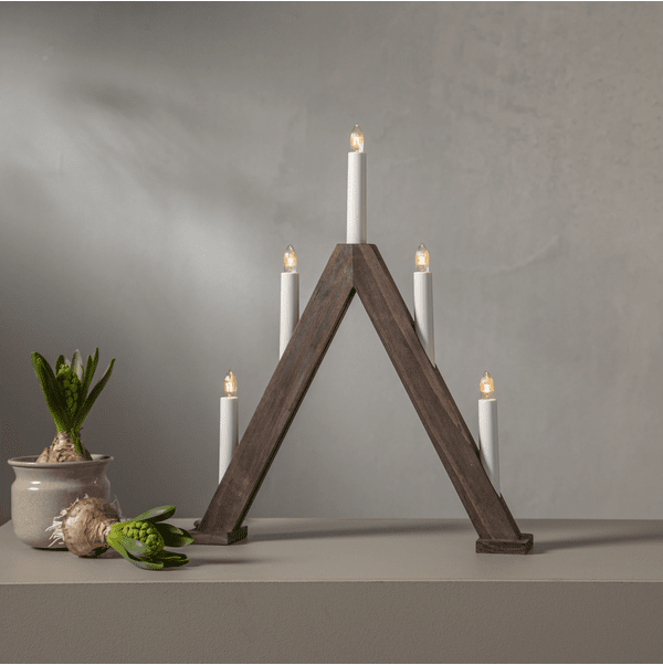 Albo Marrón De Star Trading - Elegante candelabro de Adviento de 5 brazos fabricado en madera.