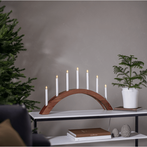 Acca Madera De Star Trading - Elegante portavelas de Adviento de madera de acacia.