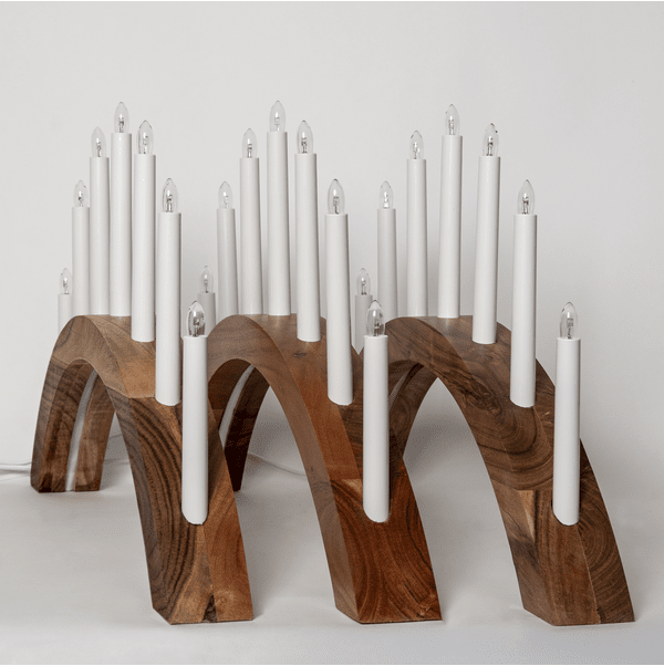 Acca Madera De Star Trading - Elegante portavelas de Adviento de madera de acacia.