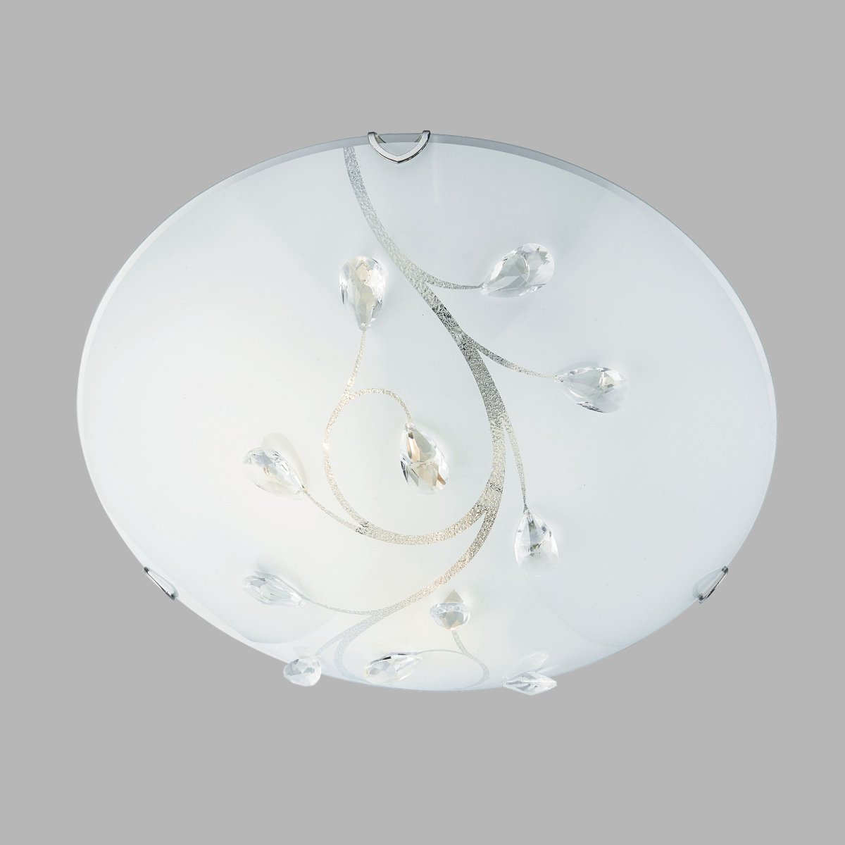 Dunkirk Ø30 Blanco plafón De Searchlight - La lámpara de techo Dunkirk combina elementos de vidrio, ópalo y cristal para crear un diseño impresionante.