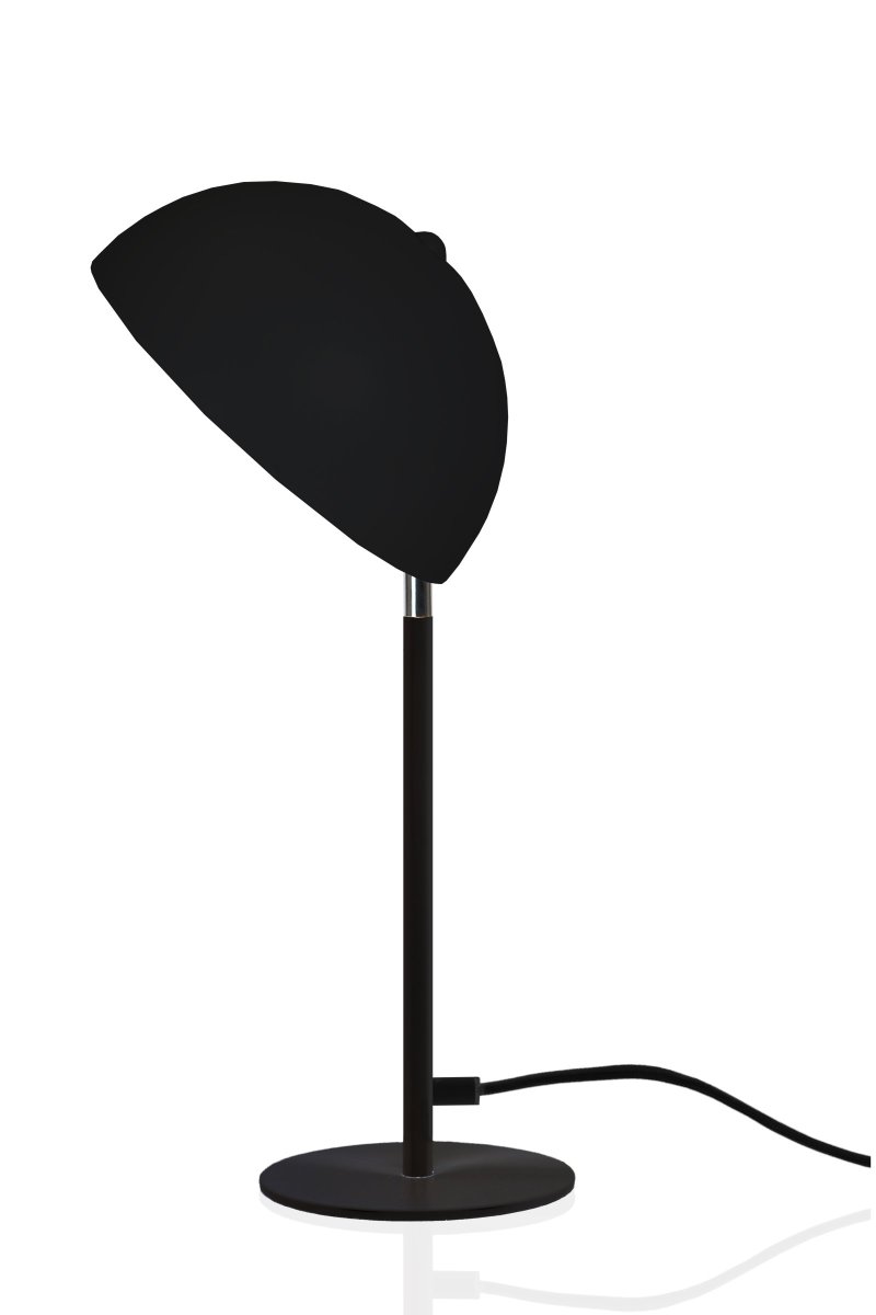 Icon 36cm Negro lámpara de mesa De Globen Lighting - Lámpara de sobremesa con pantalla y base de metal lacado en negro mate con detalles cromados.