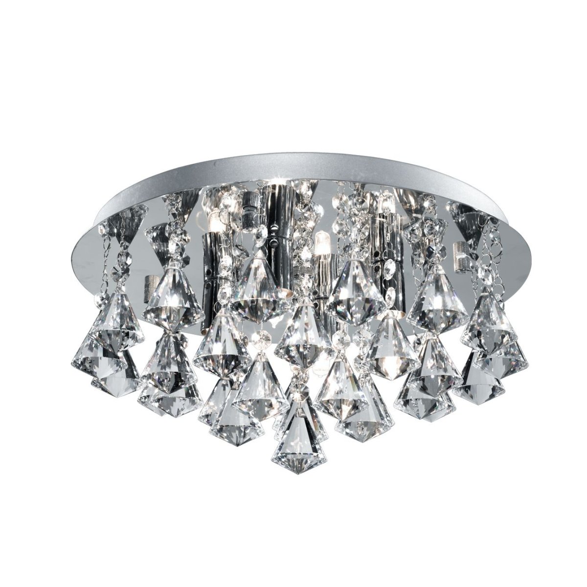 Hanna Ø38 Cromo lámpara de baño De Searchlight - Mejore el lujo de su baño con esta elegante lámpara de techo con cristales prismáticos.
