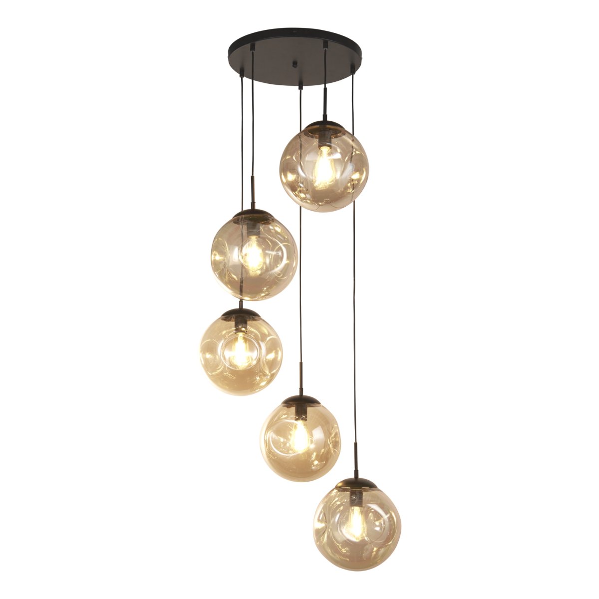 Punch Ø60 Champán Lámpas de techo De Searchlight - Las pantallas de cristal ligeramente cóncavas, combinadas con la estructura de metal negro, crean un contraste moderno y elegante que complementa diversos estilos de decoración.