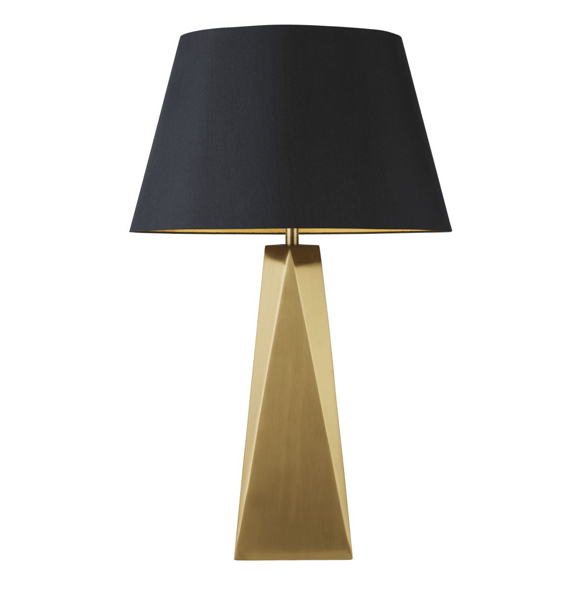 Maldon 58cm Oro lámpara de mesa De Searchlight - La base de prisma de color dorado está terminada con una moderna pantalla negra con un interior de color dorado y agrega un toque de glamour a su hogar.