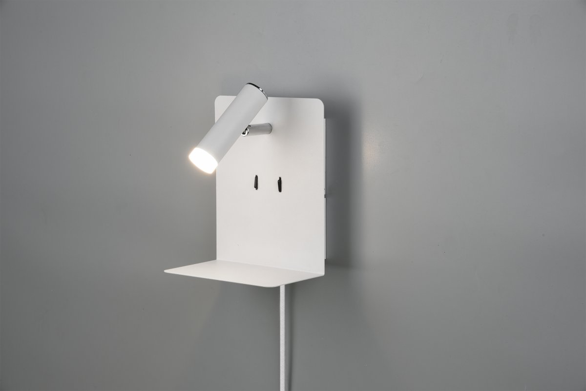 Element Blanco lámpara de lectura De Trio Lighting - La luz de lectura ajustable la hace ideal como l&aacute;mpara de pared junto a la cama.