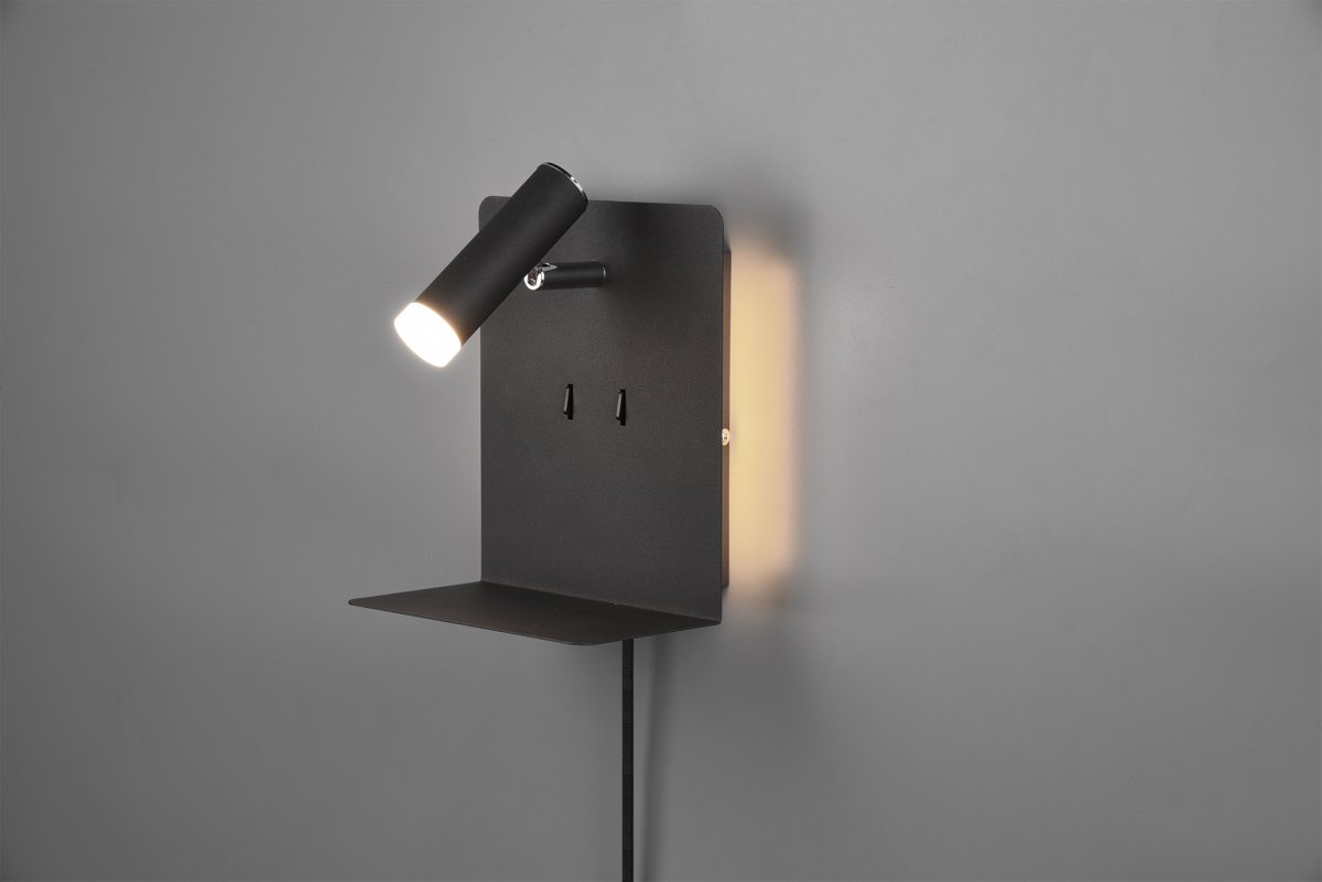 Element Negro lámpara de lectura De Trio Lighting - La luz de lectura ajustable la hace ideal como l&aacute;mpara de pared junto a la cama.