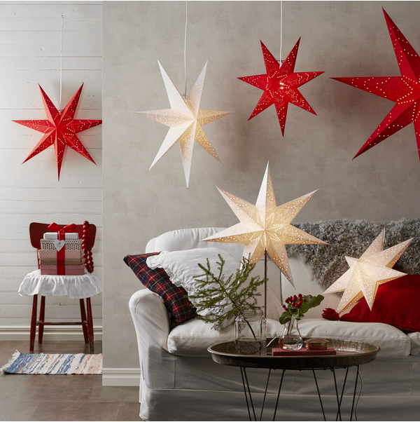 Sensy Ø54 Blanco De Star Trading - Estrella de papel estampada en dise&ntilde;o blanco.