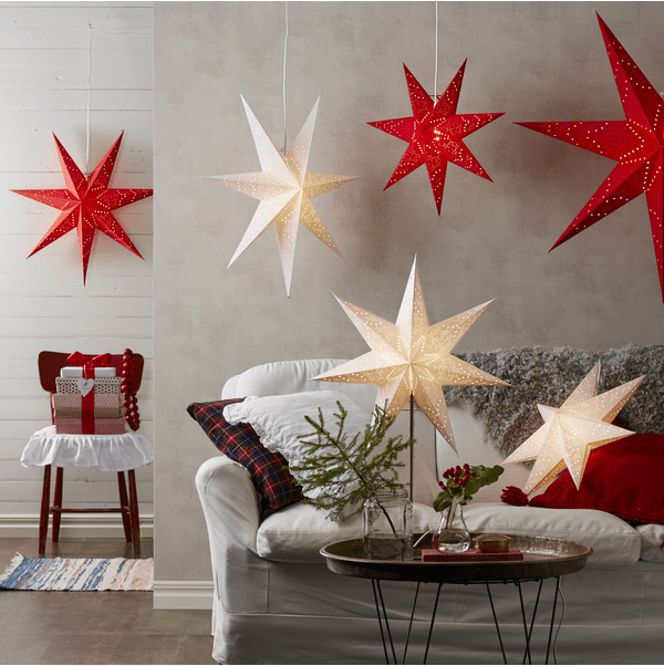 Sensy Ø70 Blanco De Star Trading - Estrella de papel estampada en dise&ntilde;o blanco.