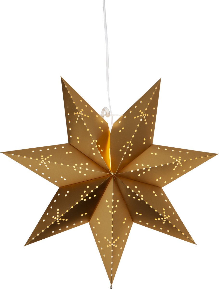 Classic Ø45 Oro De Star Trading - Estrella de Adviento decorativa de papel, con patr&oacute;n de perlas perforadas, que deja pasar una luz atmosf&eacute;rica.